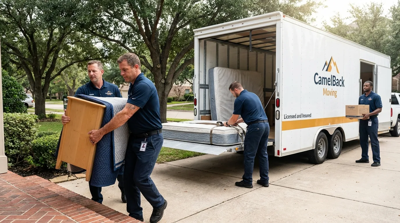 Crew loading residential truck for cross-state move from Fraser, MI